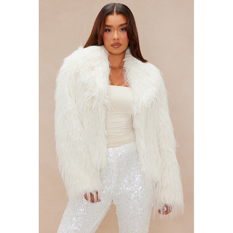 Anastasia Faux Fur Jacket – Off White