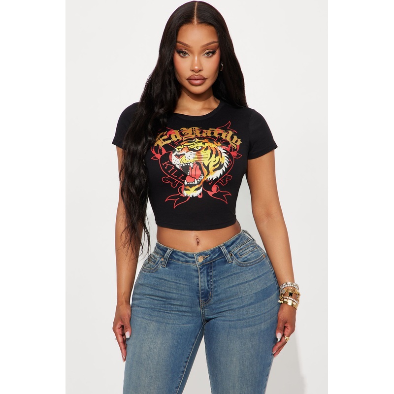 Ed Hardy Tiger Head Baby Tee – Black