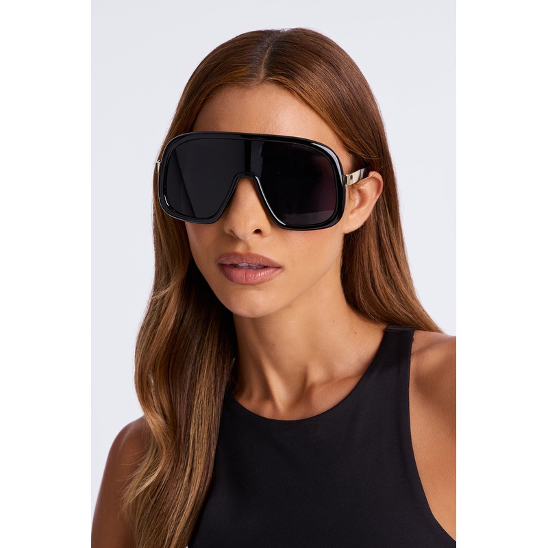 Icon Status Oversized Shield Sunglasses – Black