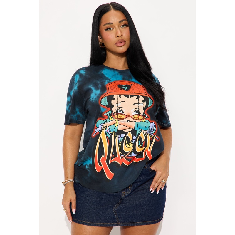 Queen Betty Boop Washed Oversized Tee – Black Wash