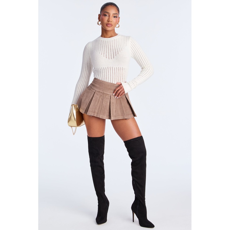 Say Yes Corduroy Micro Mini Skort – Charcoal