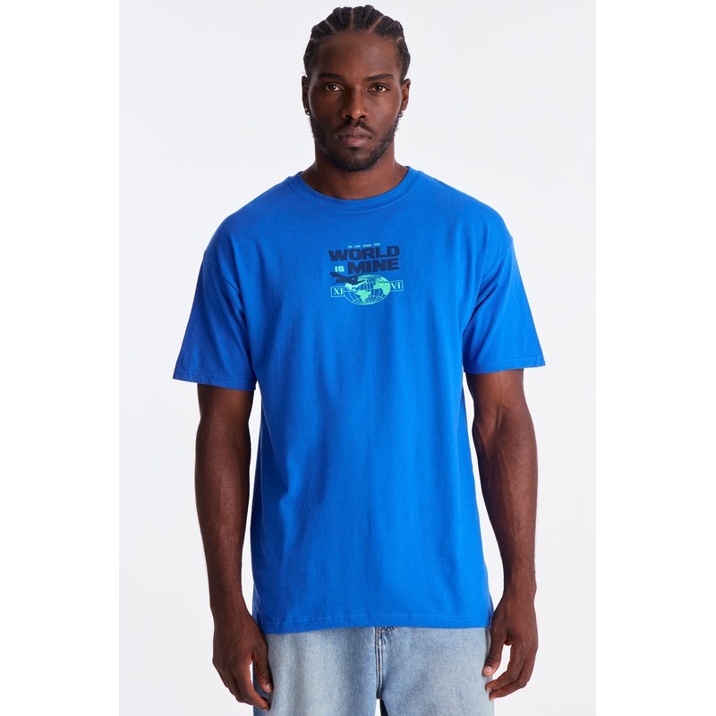 World Is Mine Ours Short Sleeve Tee – Blue