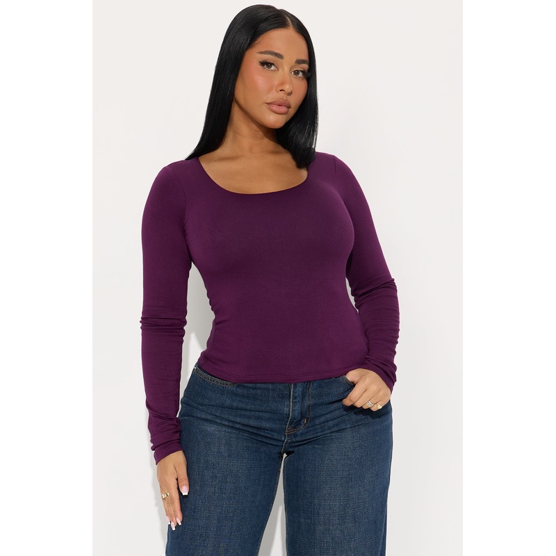 Yasmeen Square Neck Top – Plum