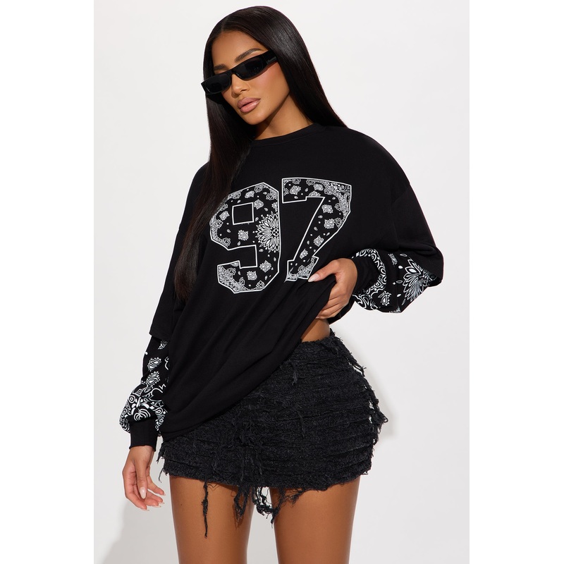 97 Street Legend Bandana Long Sleeve Crew Neck – Black