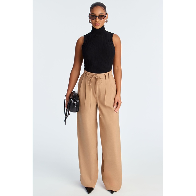 All Attention On Me Twill Rigid Wide Leg Pant 33 – Khaki