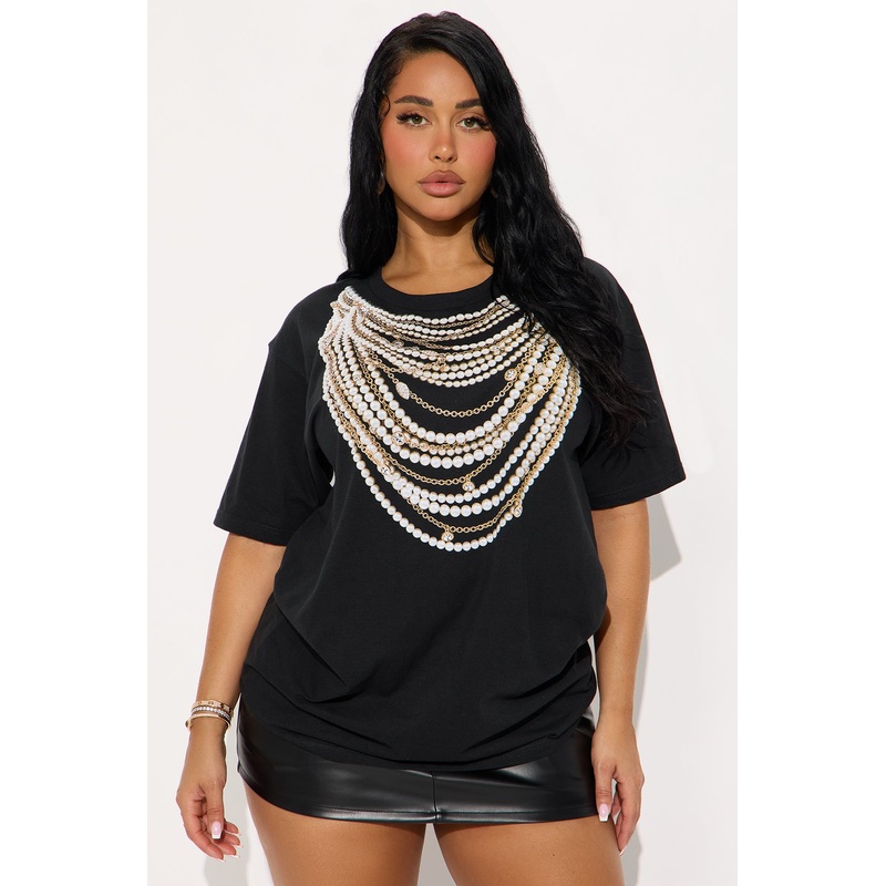 Blinged Out Oversize Tee – Black
