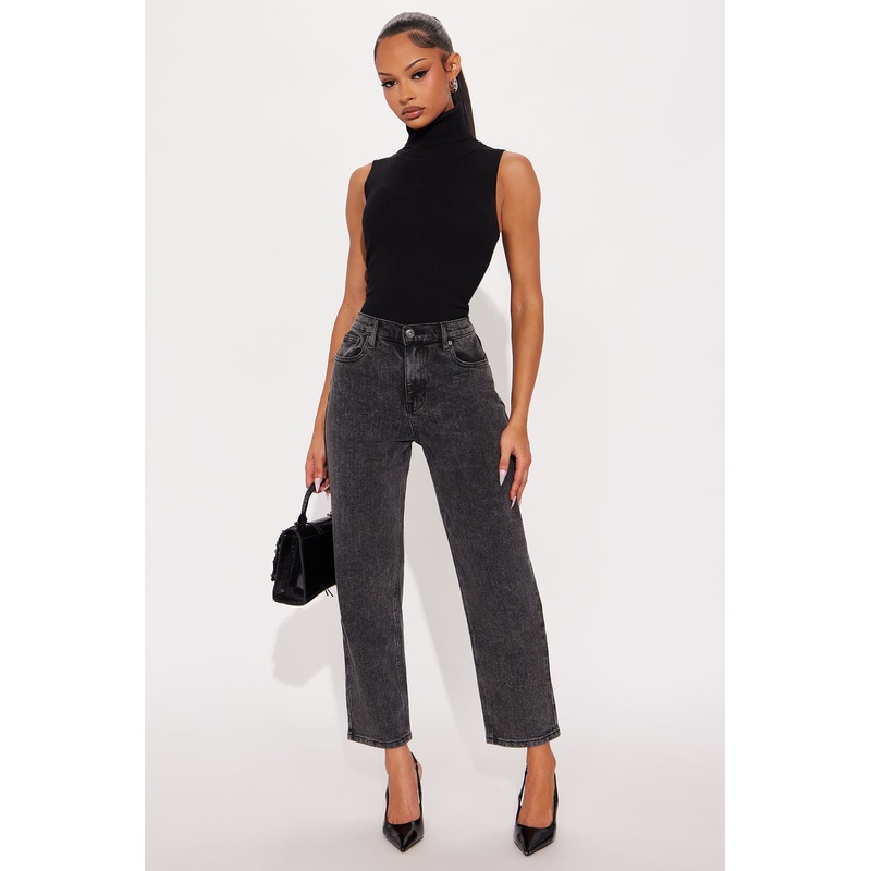 Classic Ankle Straight Leg Jeans – Black Wash