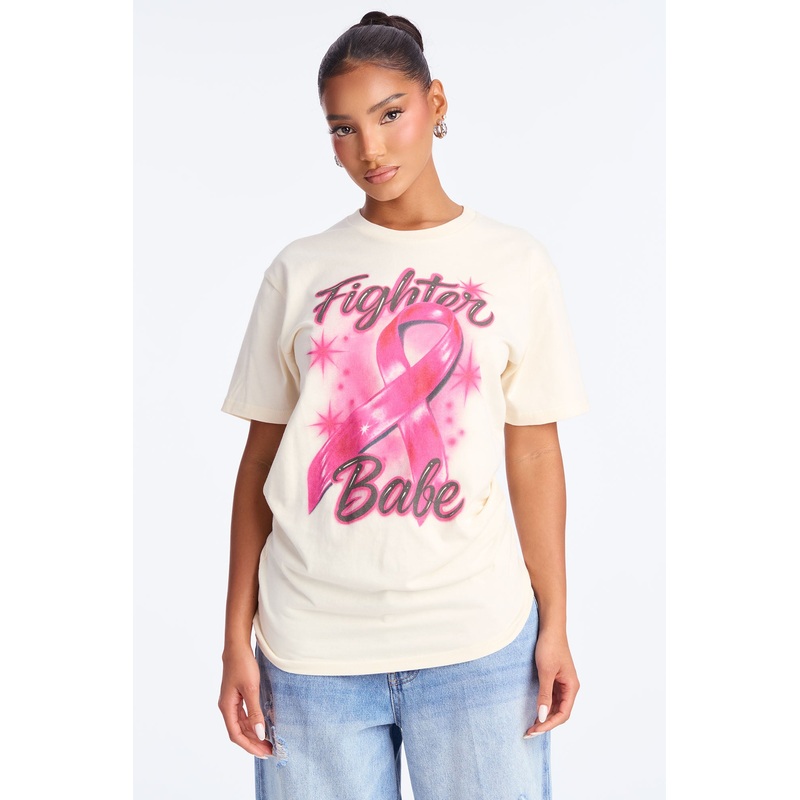 Fighter Babe Breast Cancer Awareness Tee – White
