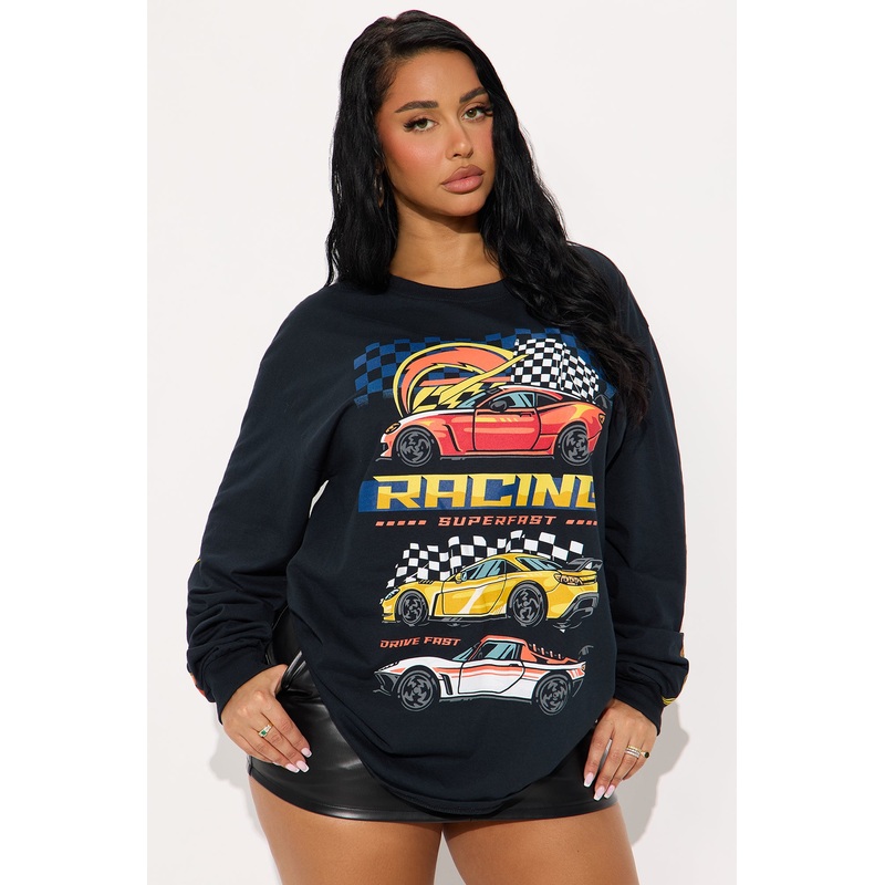 Racing Super Fast Long Sleeve Tee – Black