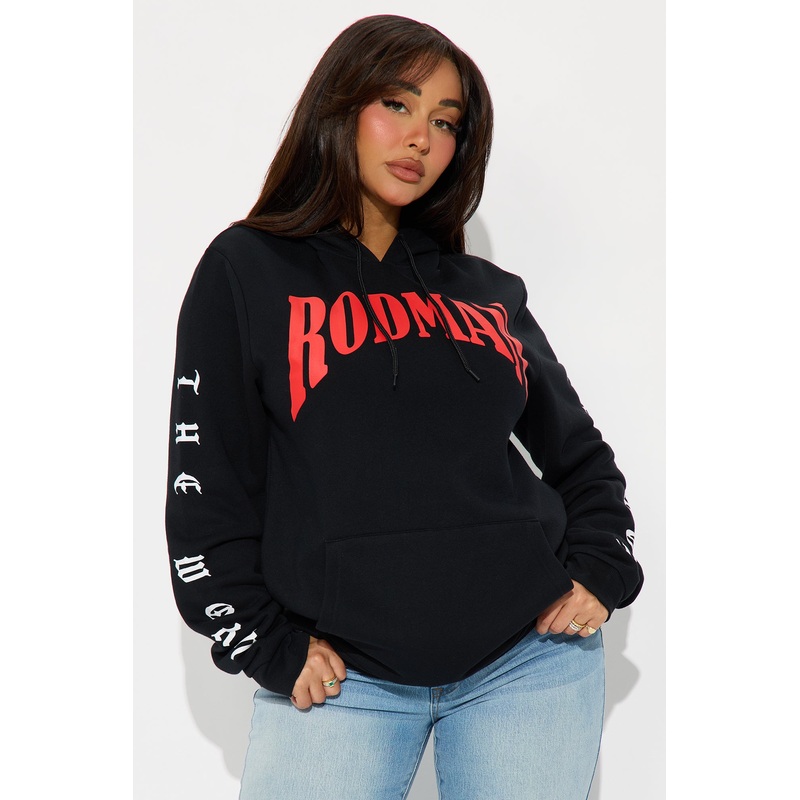 Rodman Jumbo Print Multi Graphic Hoodie Sweatshirt – Black