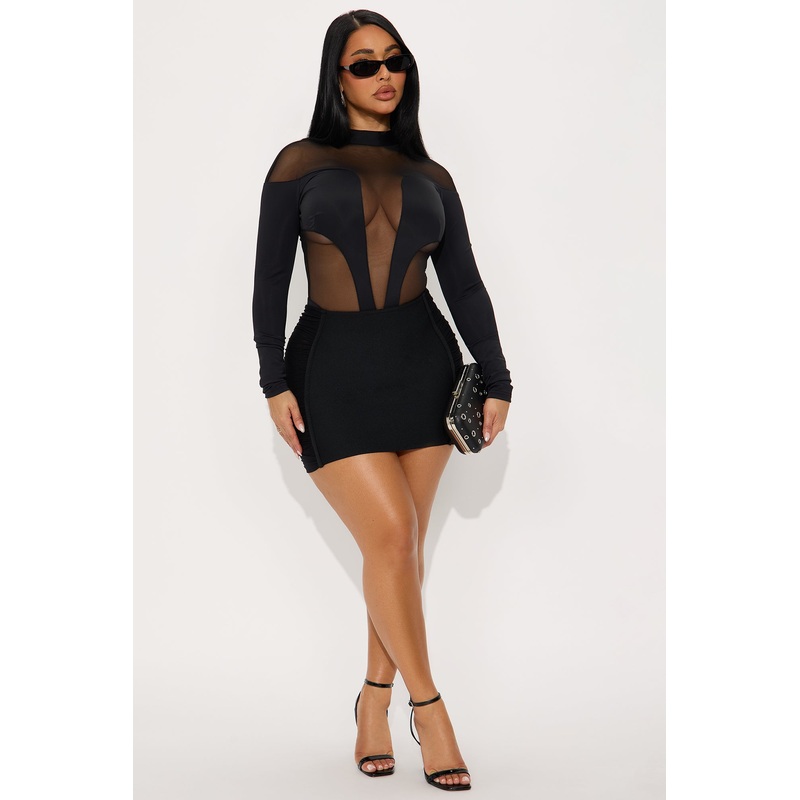 Sariah Ruched Bandage Mini Skirt – Black