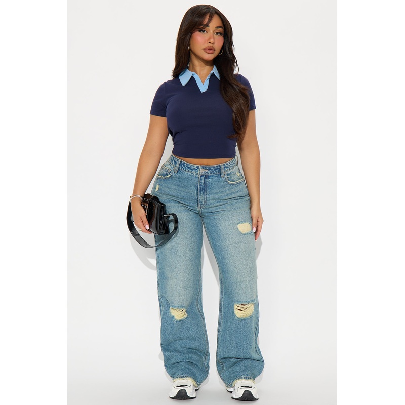 Smart Move Ripped Straight Leg Jeans – Medium Wash