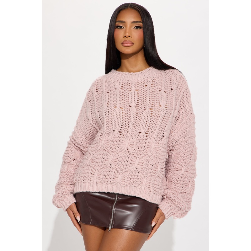 Winter Chill Crochet Sweater – Mauve