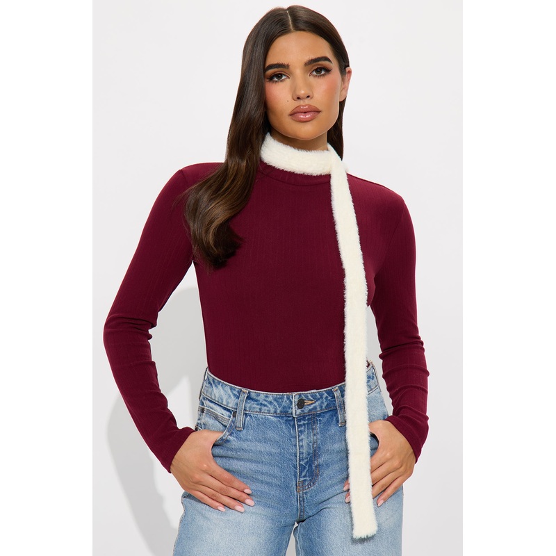 Autumn Time Faux Fur Skinny Scarf – Ivory