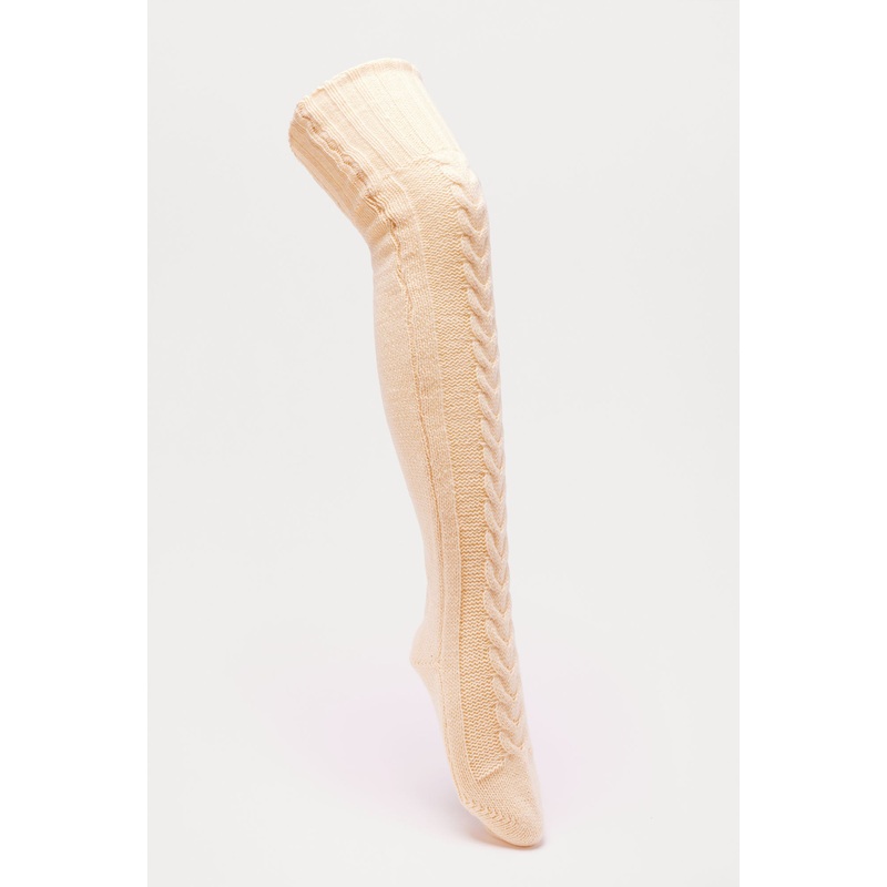 Cable Knit Over The Knee Socks – Ivory