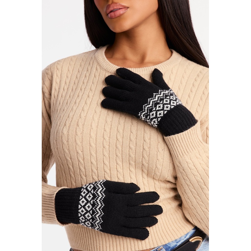 Catching Snowflakes Gloves – Black