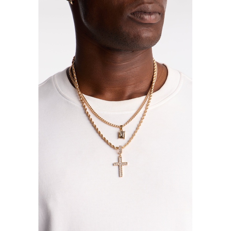 On Edge Pendant Necklace Set – Gold