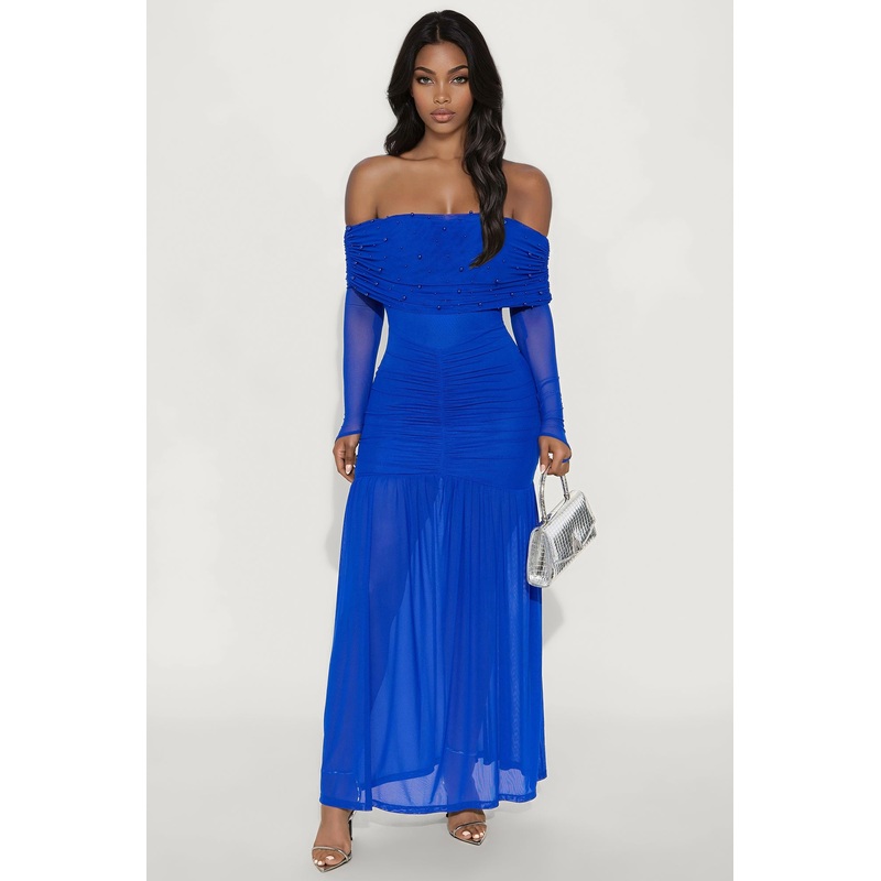 Twin Flame Mesh Maxi Gown – Royal