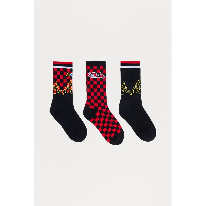 Von Dutch Flying Eye Graphic Crew Socks 3 Pack – Black/combo