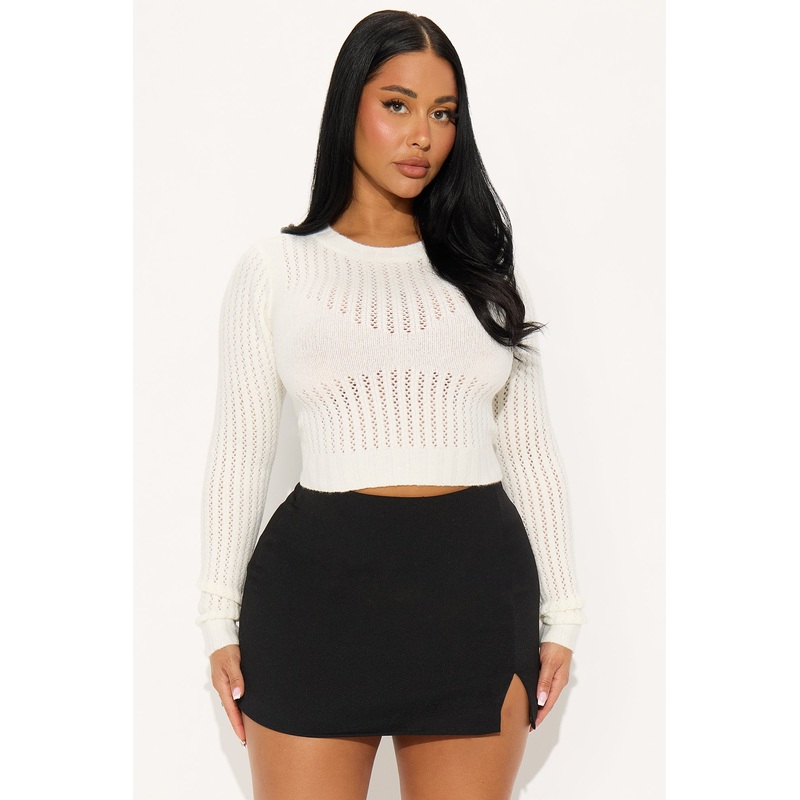 A Little Chilly Pointelle Sweater – Ivory