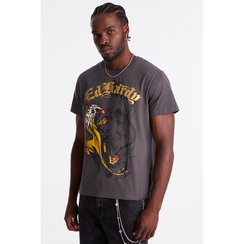 Ed Hardy Griffin Tattoo Short Sleeve Tee – Charcoal