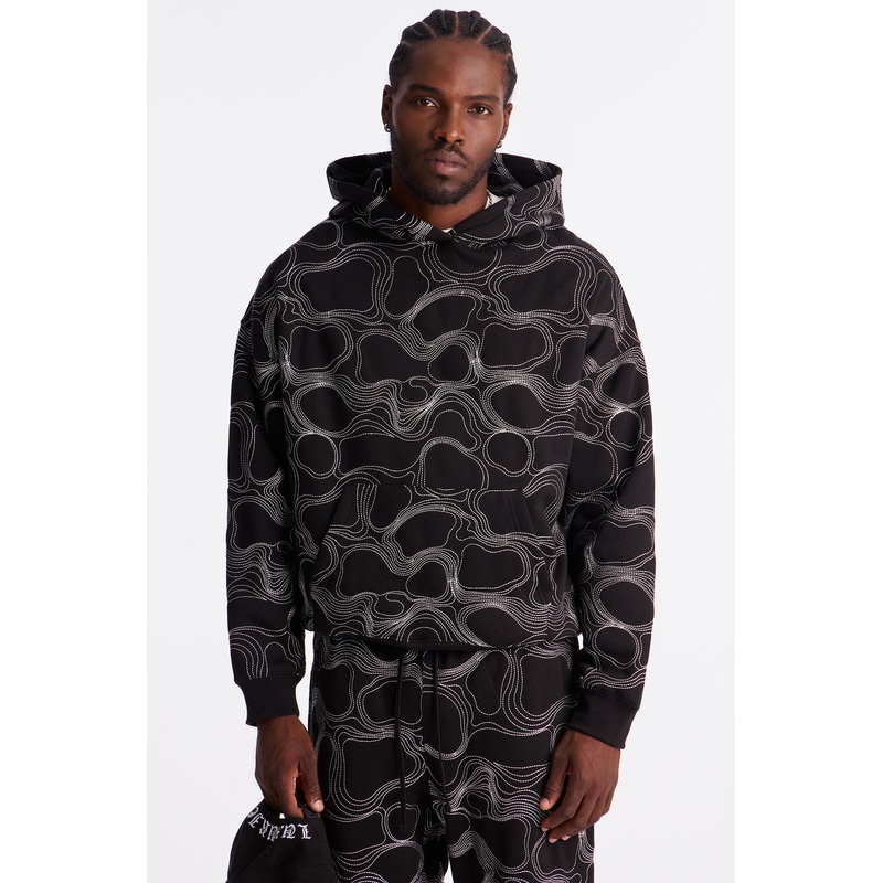 Elevation Stitch Oversized Hoodie – Black