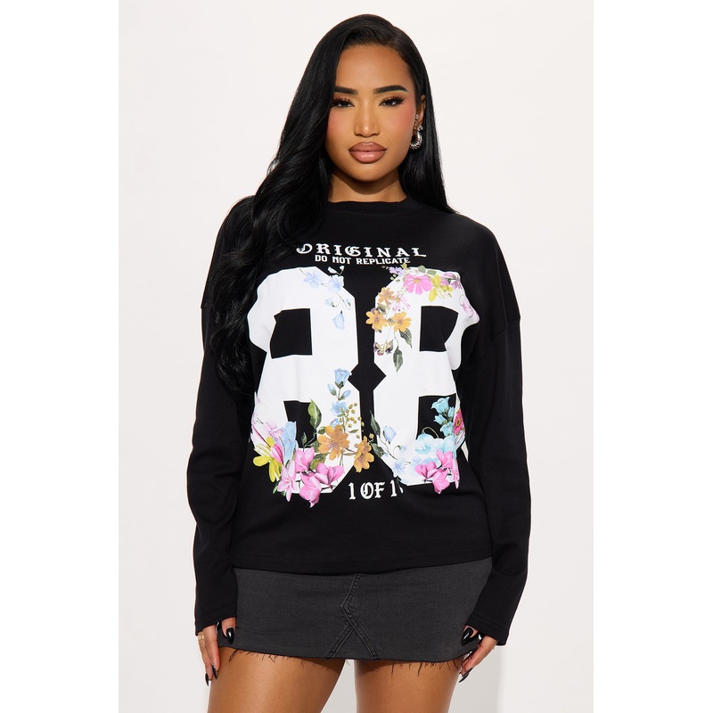 Original 88 Flowers Long Sleeve Tee – Black