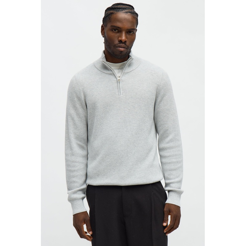 Shawn Quarter Zip Sweater – Heather Grey
