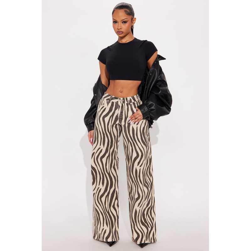 Wild Temptation Printed Wide Leg Jeans – Black/White