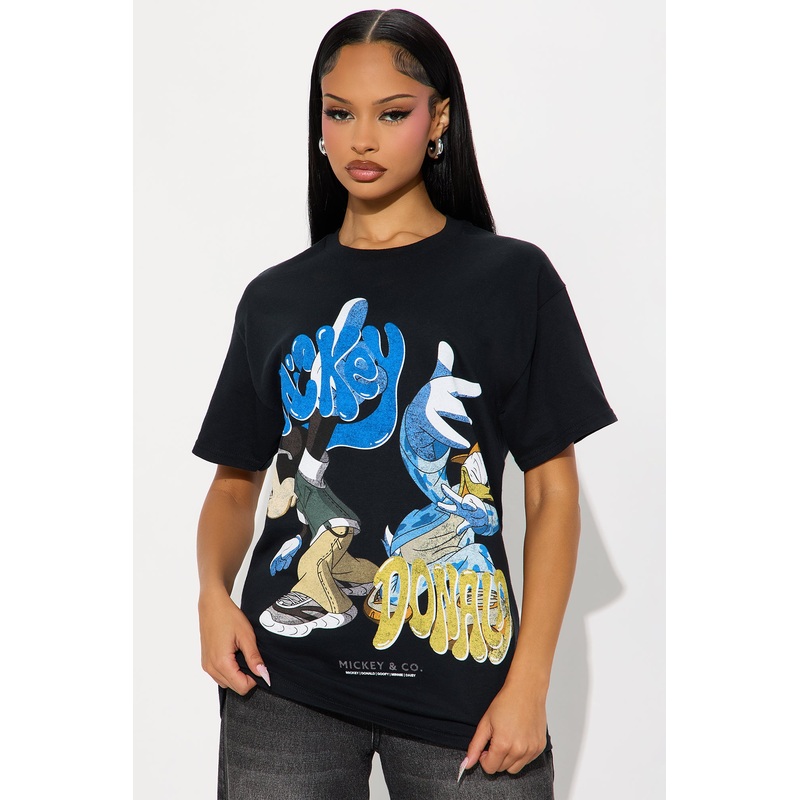 Cool Mickey and Donald Oversize Tee – Black