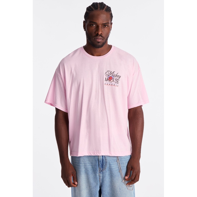 Disney Mickey Mouse Classic Boxy Short Sleeve Tee – Pink