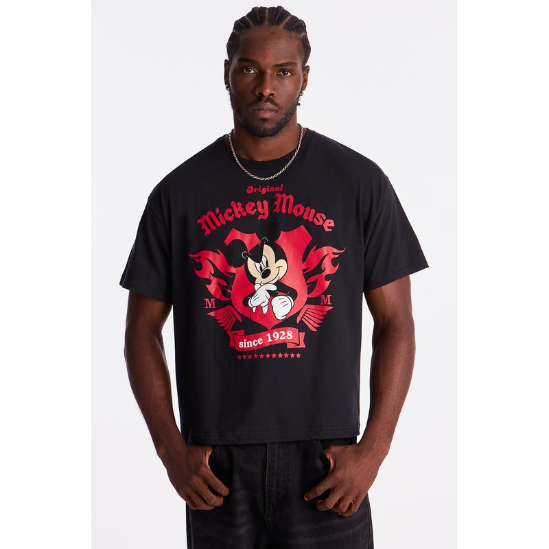 Disney OG Mickey Mouse Boxy Short Sleeve Tee – Black
