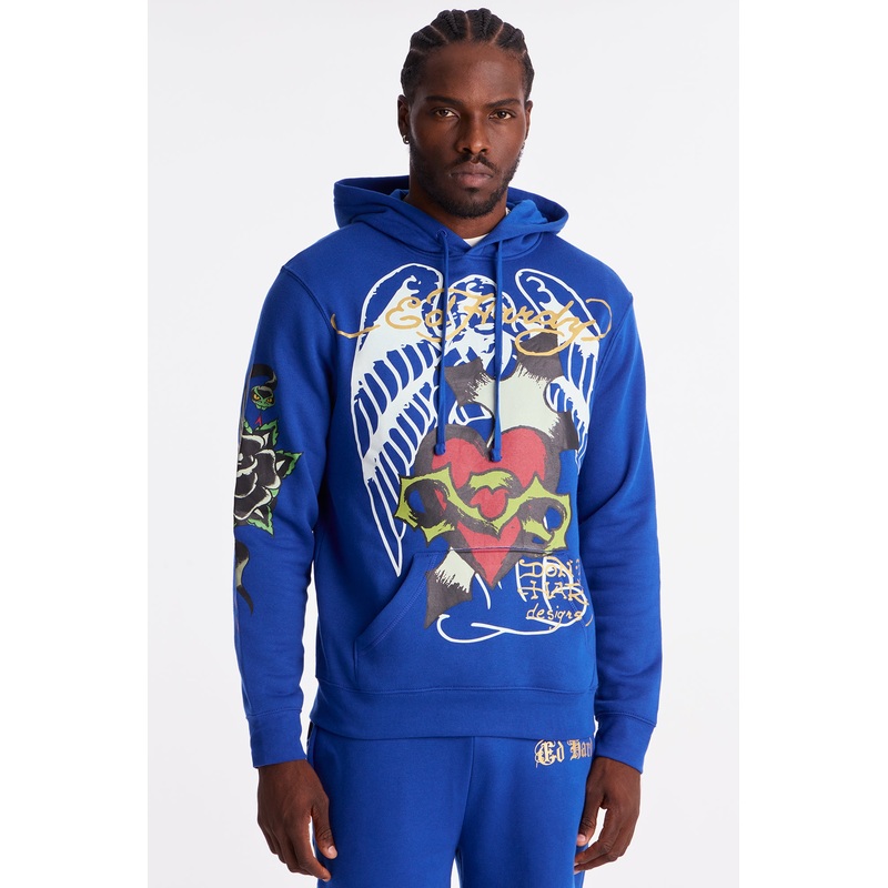 Ed Hardy Sacred Hearts Hoodie – CobaltBlue
