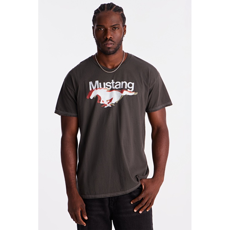 Ford Mustang Run With The Number One Boxy Short Sleeve Tee – Black Wash