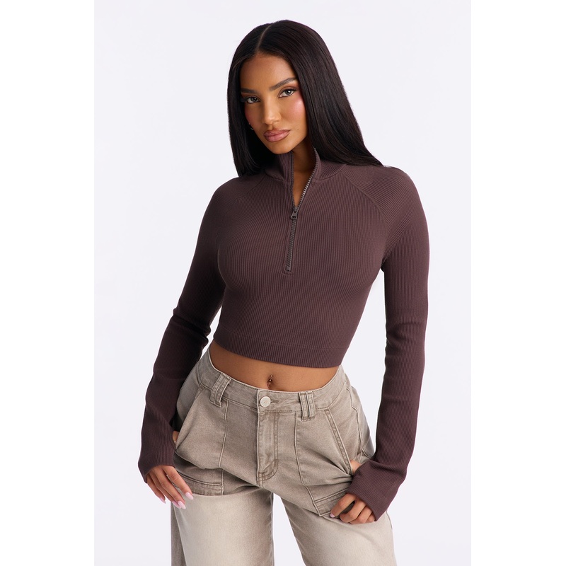 Get Like Me Seamless Top – Brown