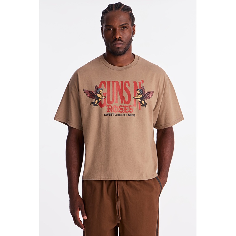 Guns N Roses Sweet Child Boxy Short Sleeve Tee – Tan
