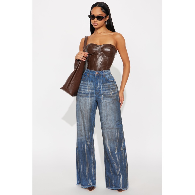 Rivington Tinted Wide Leg Dad Jeans – Dark Wash
