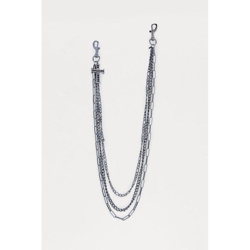 Bones And All Layered Pendant Pant Chain – Gunmetal