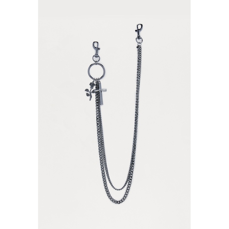 Love And Faith Layered Pendant Pant Chain – Gunmetal