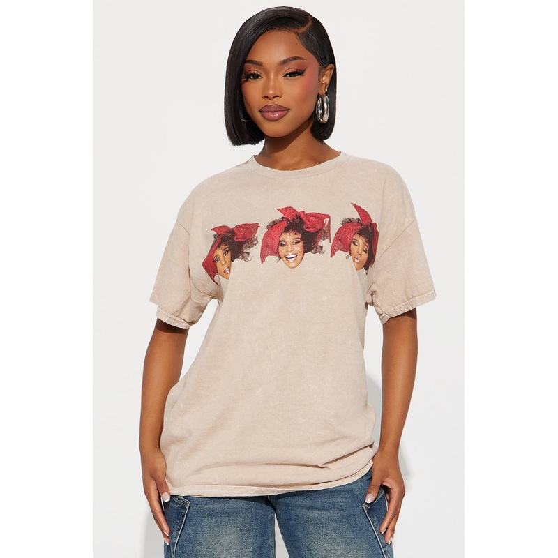 Whitney Houston Washed Triple Take Tee – Sand