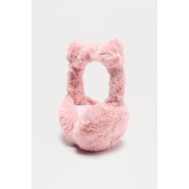 Beary Cold Faux Fur Earmuffs – Pink
