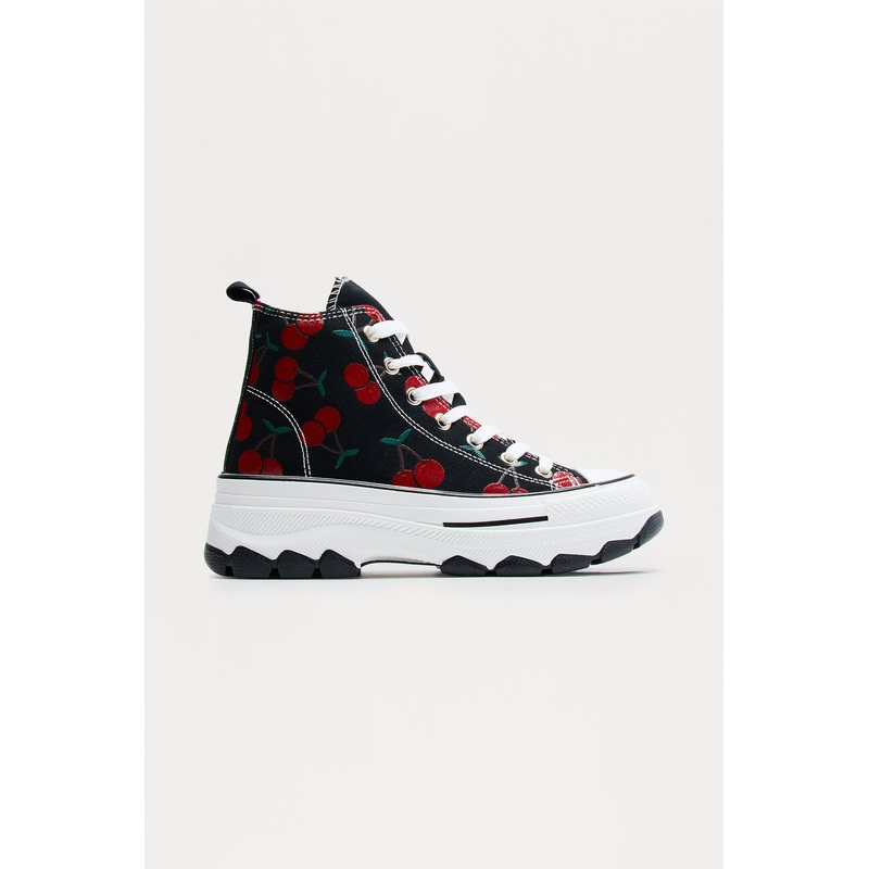 Cherry Berry High Top Sneakers – Black