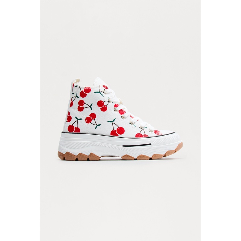 Cherry Berry High Top Sneakers – White
