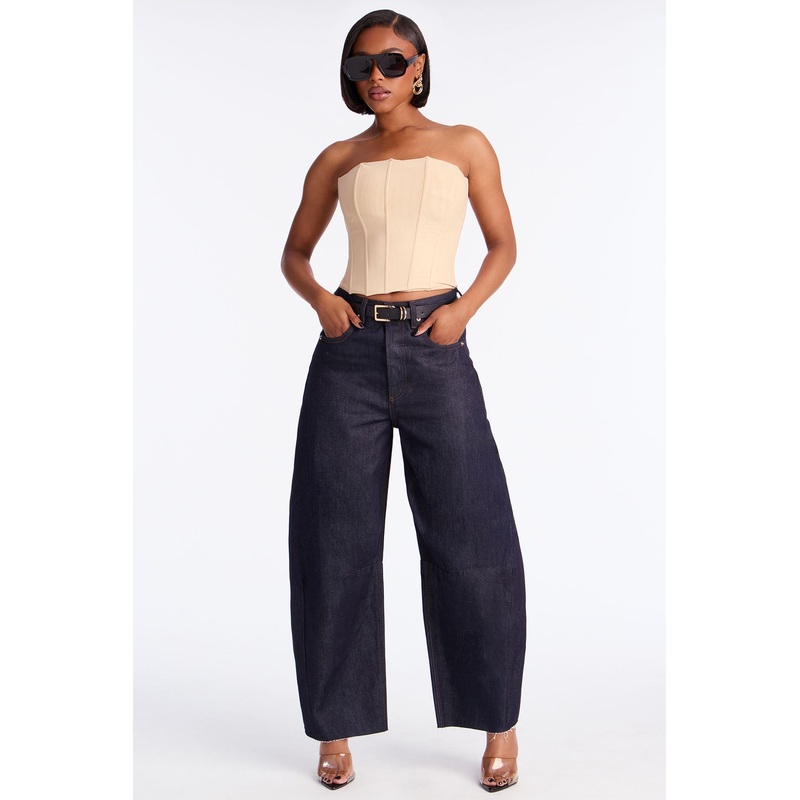 Ciao Bella Barrel Leg Jeans – Dark Denim