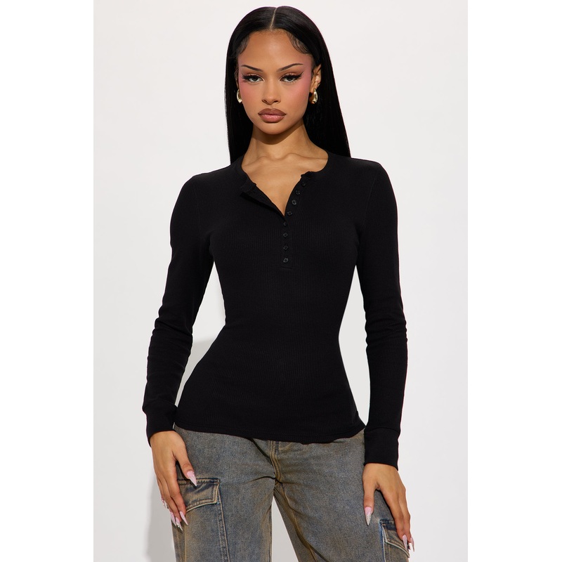 Sophie Henley Long Sleeve Thermal Top – Black