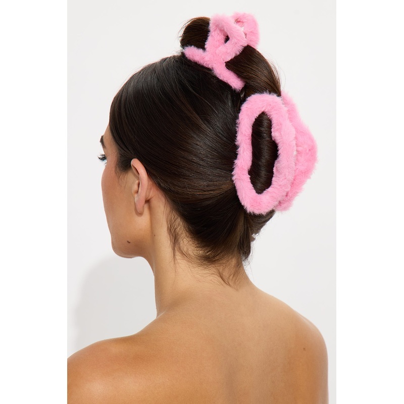 Wrapped In Fuzz Faux Fur 2 Piece Claw Clips – Pink