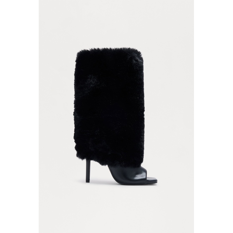 Sparks Faux Fur Stiletto Booties – Black