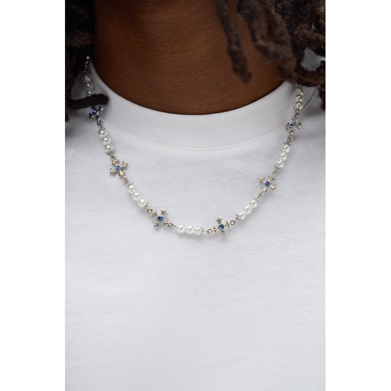 Staggered Cross Pearl Necklace – Pearl