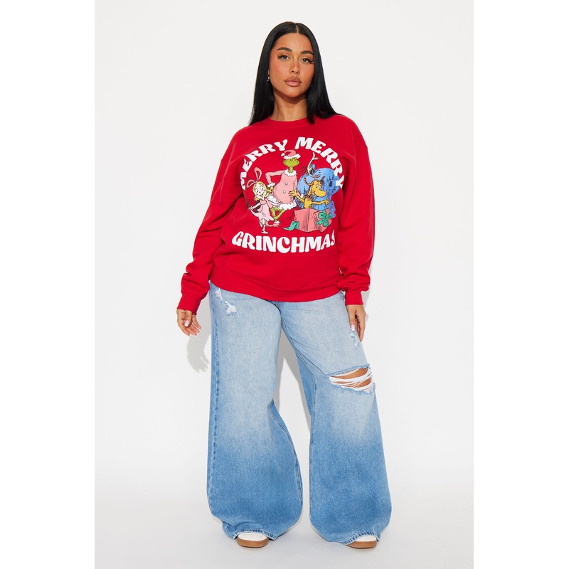 The Grinch Merry Merry Christmas Sweatshirt – Red