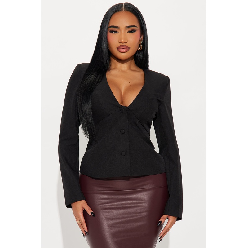 Wifey Status Twill Rigid Blazer – Black
